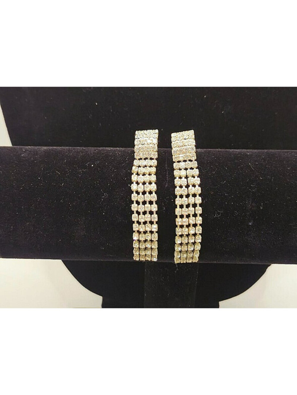 Vintage Silver Tone Multi Strand Clear Rhinestone Cascading Chandelier Earrings